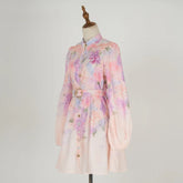 Shot In Stock European and American Vacation Style Long Sleeve Printed Short Dress Elegant Socialite Dress